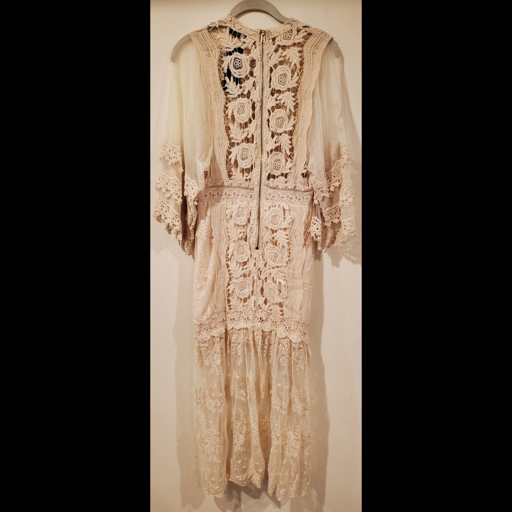 Nasty Gal Crochet Lace Maxi Dress-CREAM not black - Picture 5 of 7